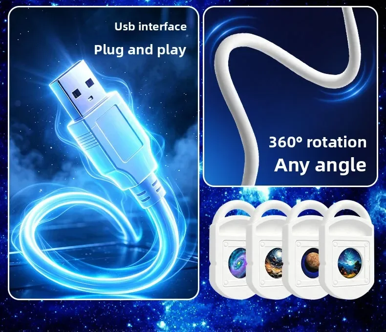 USB-Sternenhimmel-Projektorlicht, Winkelverstellbares Auto-Ambientelicht, Dekoratives Licht für Schlafzimmer, Wohnzimmer und Auto-Innenräume – Detail 4