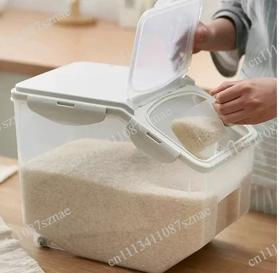 10/15kg Large Rice Tank Kitchen Grain Storage Box Sealed Moisture-proof Plastic Pet Food Storage Container Mildew Grain Bucket