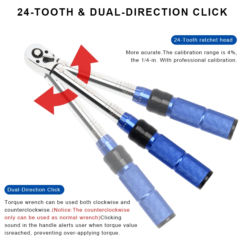 Bicycle Torque Wrench Set Adjustable Preset Torque Hand Tool 15Pcs 1/4\