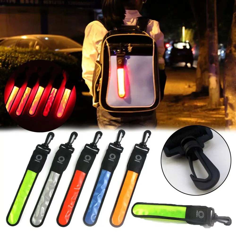 LED Glowing Luminous Reflective Backpack Hanging Light Night Running Safety Alert Kids Adult Hand Strap Wristband Outdoor Sports