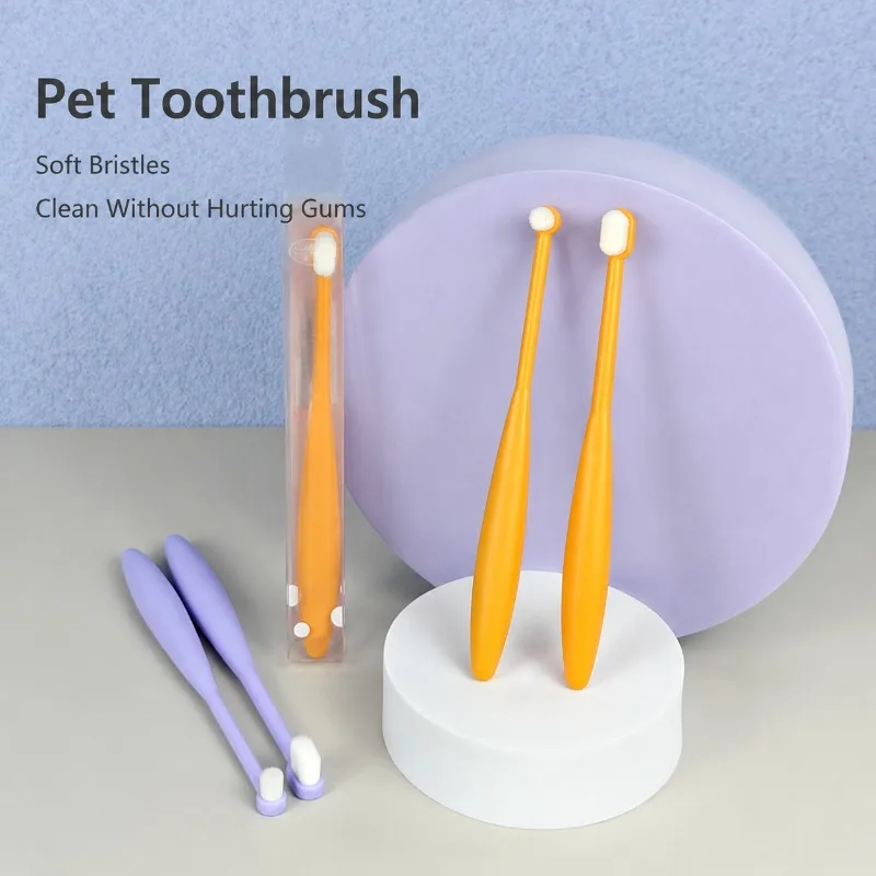 Pet Toothbrush for Dogs and Cats Soft Ultra-Fine Massive Bristle Oral Cleaning Tool Gentle Teeth Care Supplies Removes Plaque