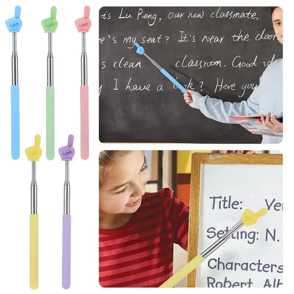 Professional Steel Teaching Pointer Telescopic Rod Finger Design Teaching Stick Finger Reading Sticks Students