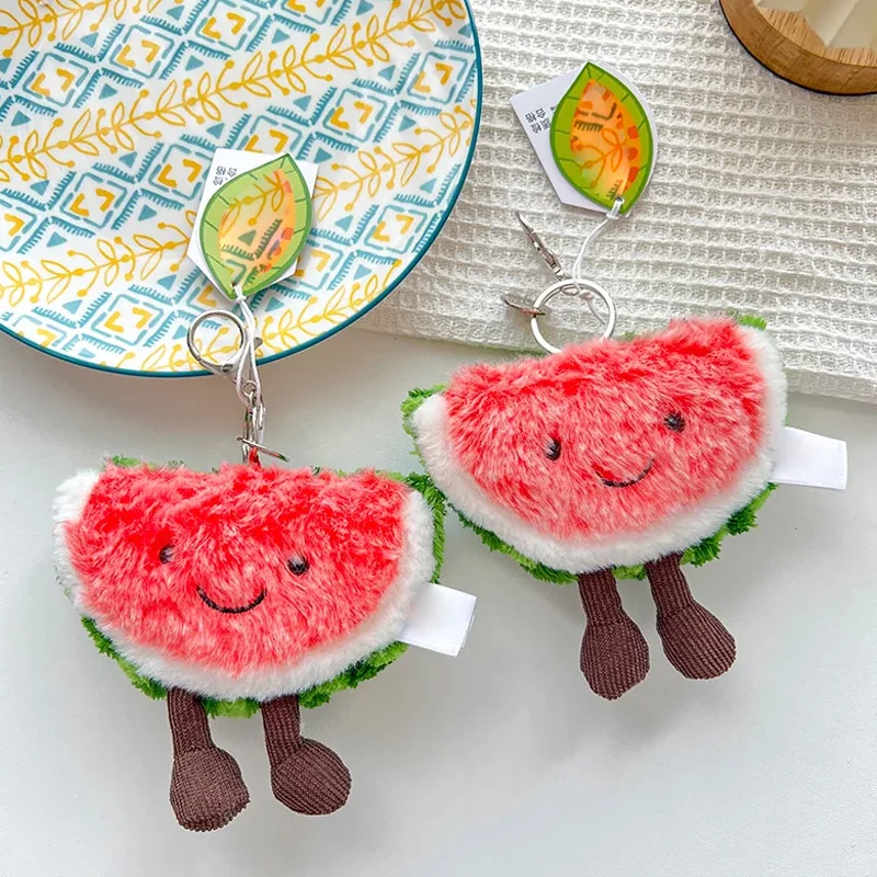 Cartoon JC Watermelon Jelly Plush Toys Bag Pendant Decoration Creative Stuffed Doll Soft Adorable Trendy Toys Birthday Gifts