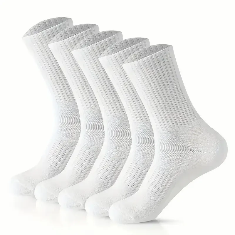 Neutral Solid Color Round Neck Socks Spring Summer Sweat Absorbing Breathable Soft Comfortable Couple Sports Socks 1-20 Pairs