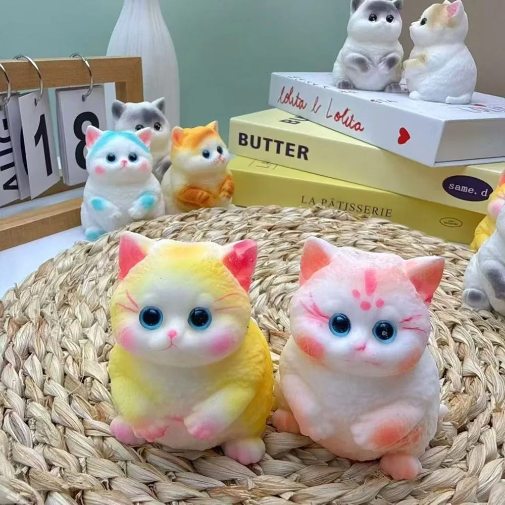 Simulated Cat Kitten Fidget Pet Shaped Slow Resilience Decompression Quick Recovery Soft Silicone Squeeze For Adults