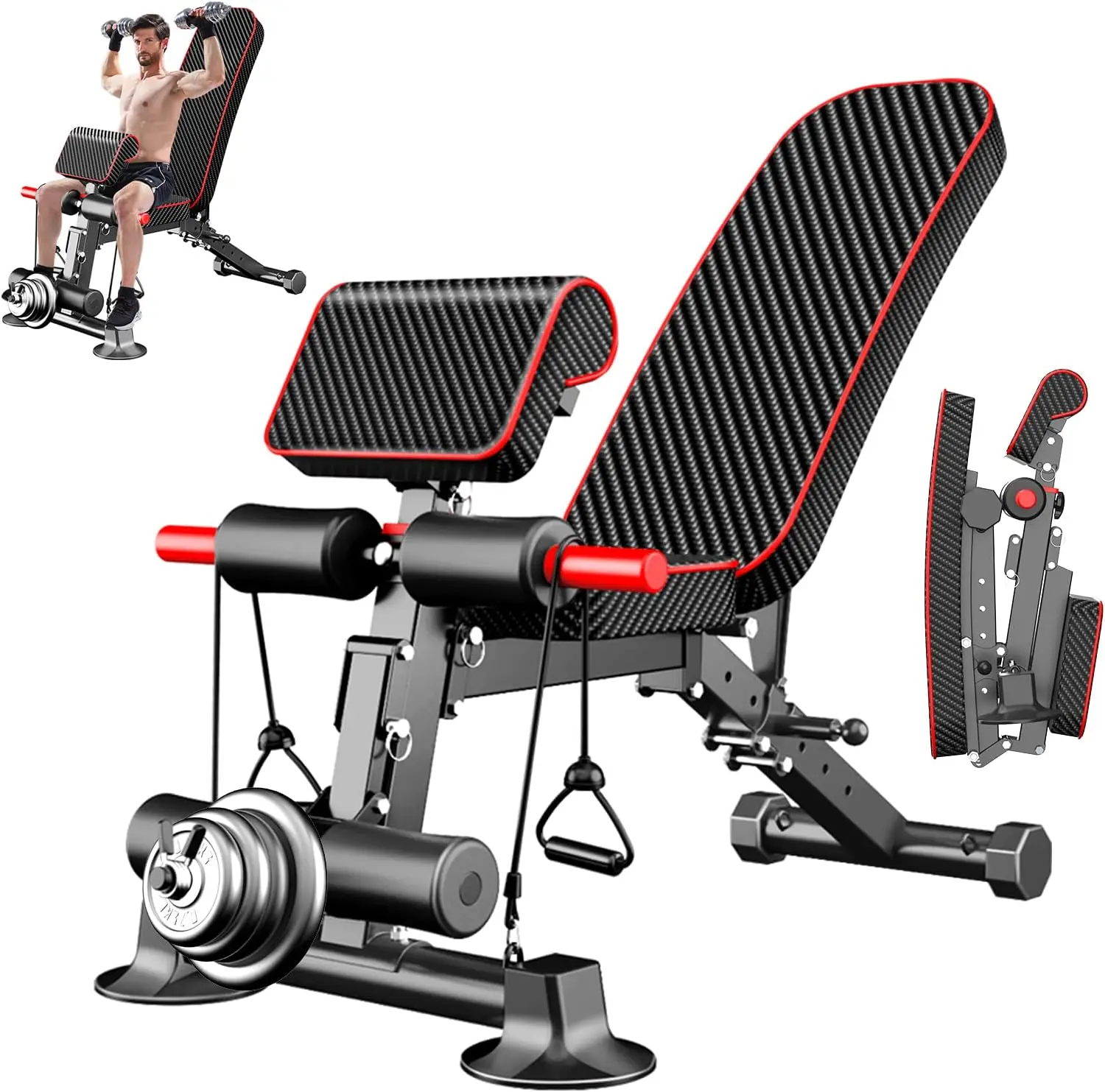 Weight Bench - Utility workout Benches for Exercise, Free Installation Design for Portable Fitness Strength Training