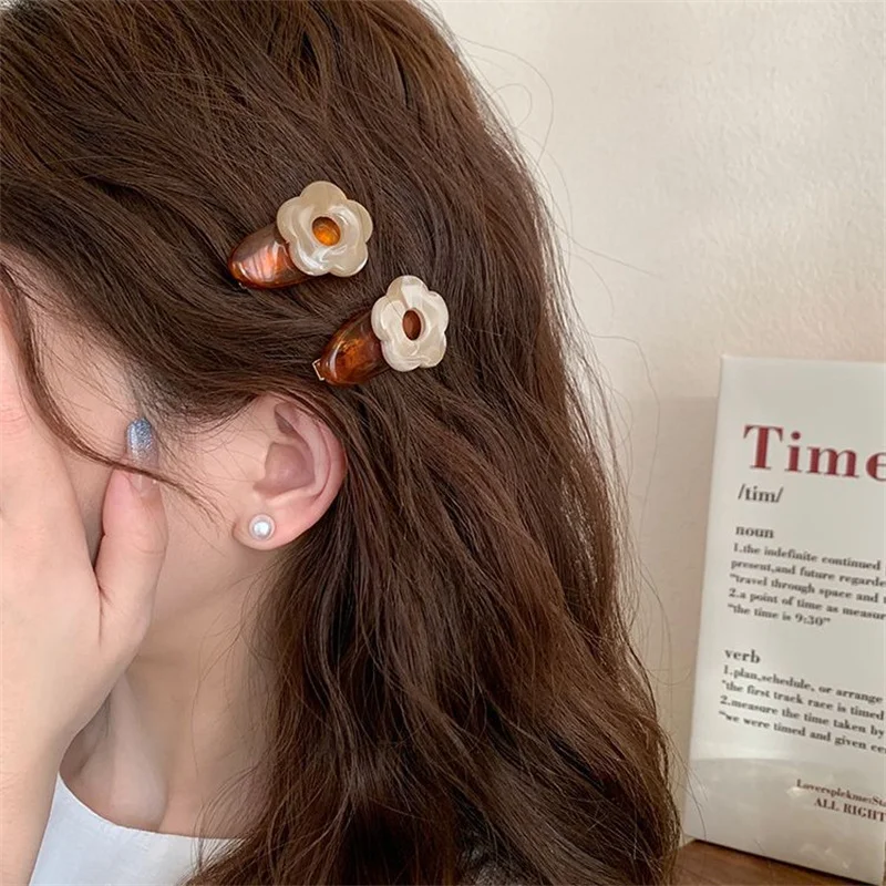 

Flower Acetate Small Hair Clips Female Side Bangs Clip Shattered Hairstyling Hair ClipsHeadwear