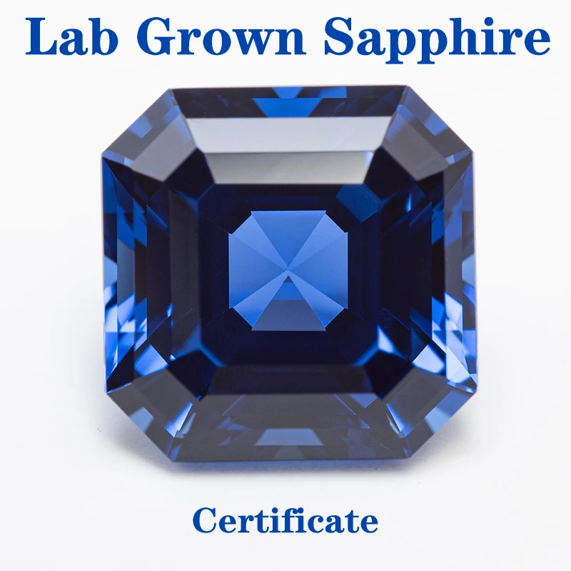 

Lab Grown Sapphire Square Chamfer Cut Royal Blue Color VVS1 Selectable AGL Certificate Charms DIY for Jewelry Making Materials