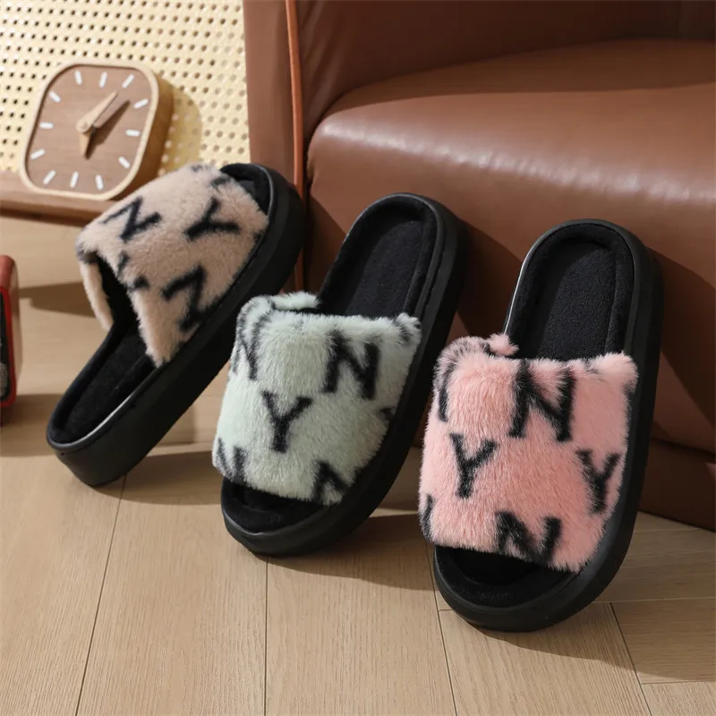 

Women's Indoor Slippers 2024 Autumn and Winter New Plush Home Lazy Slippers Anti slip Durable Fashion Warm Sandals Slippers