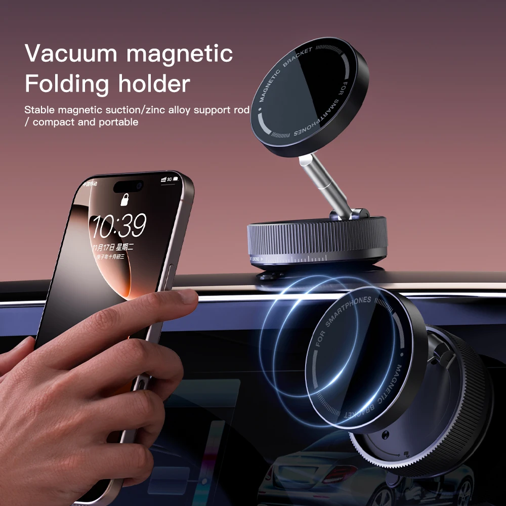 

2025 New Mobile Phone Holder Magnetic Suction Stable Car Mobile Phone Holder Vacuum Suction