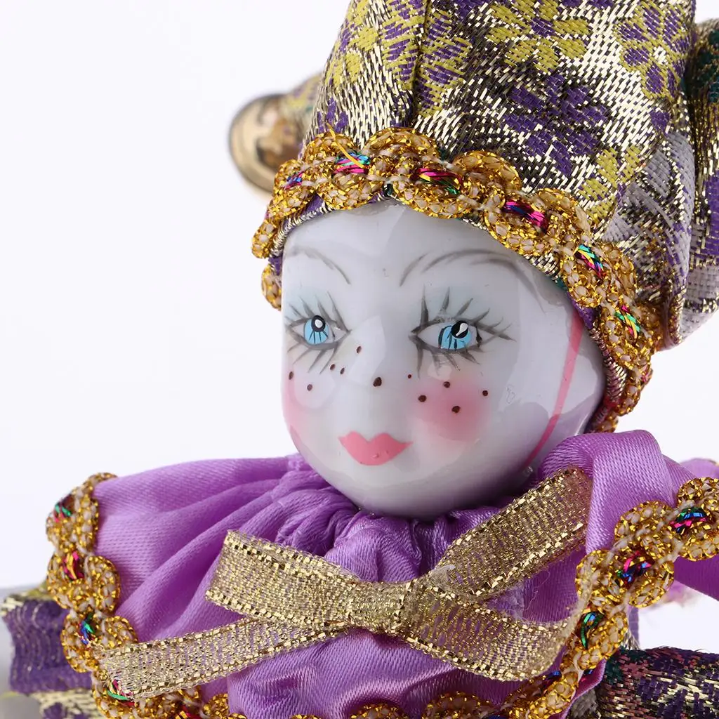 Porcelain Dolls Clown 16cm Collectible Art Doll Vintage Full Body Triangel Doll for Home Decor and Gifts