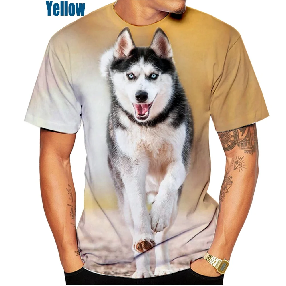 Summer New Fashion 3D T-shirt Animal Siberian Husky Funny Personality Creative Summer O-neck T-shirt