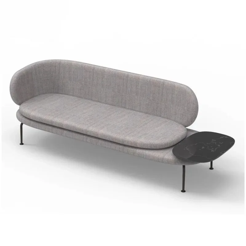

Italian simple modern designer solid wood metal foot chair living room bedroom model room fabric tray combination sofa