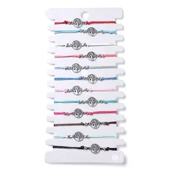 12Pcs/set Antique Silver Colo Tree Of Life Shape Charm Bracelet Set Cord Bangle For Women Men Jewelry Gifts