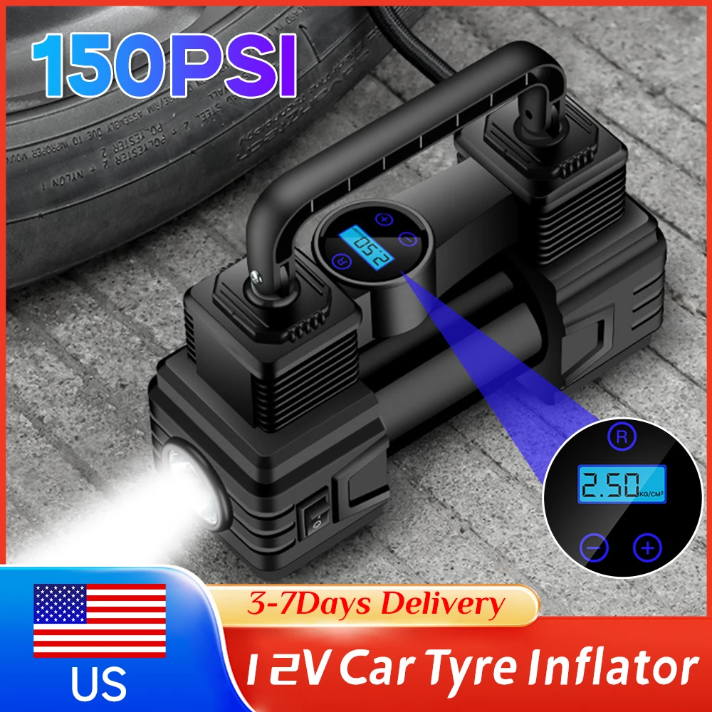 

Автоматический надувной насос для автомобильных шин 12В 150PSI, электрический компрессор для подкачки шин с манометром, светодиодной подсветкой для автомобилей, фургонов, мотоциклов ﻿