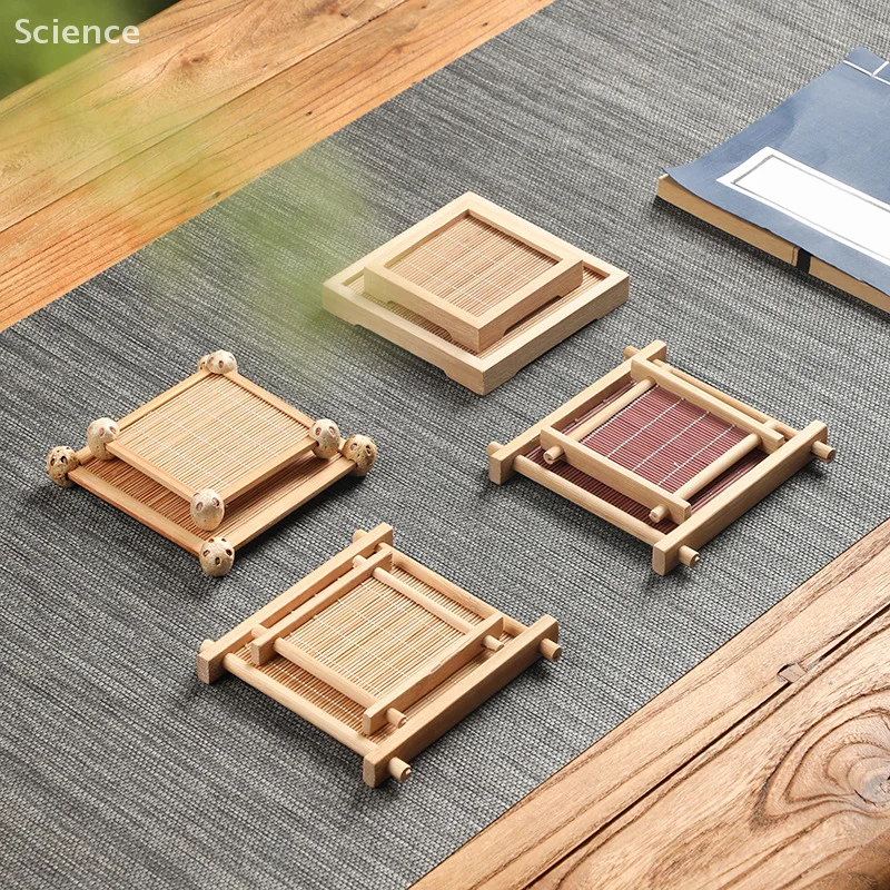 Bamboo Square Tea Coaster Heat-resisting And High-Temperature Cup Mats Table Protector Reusable Wood Accessory Decor