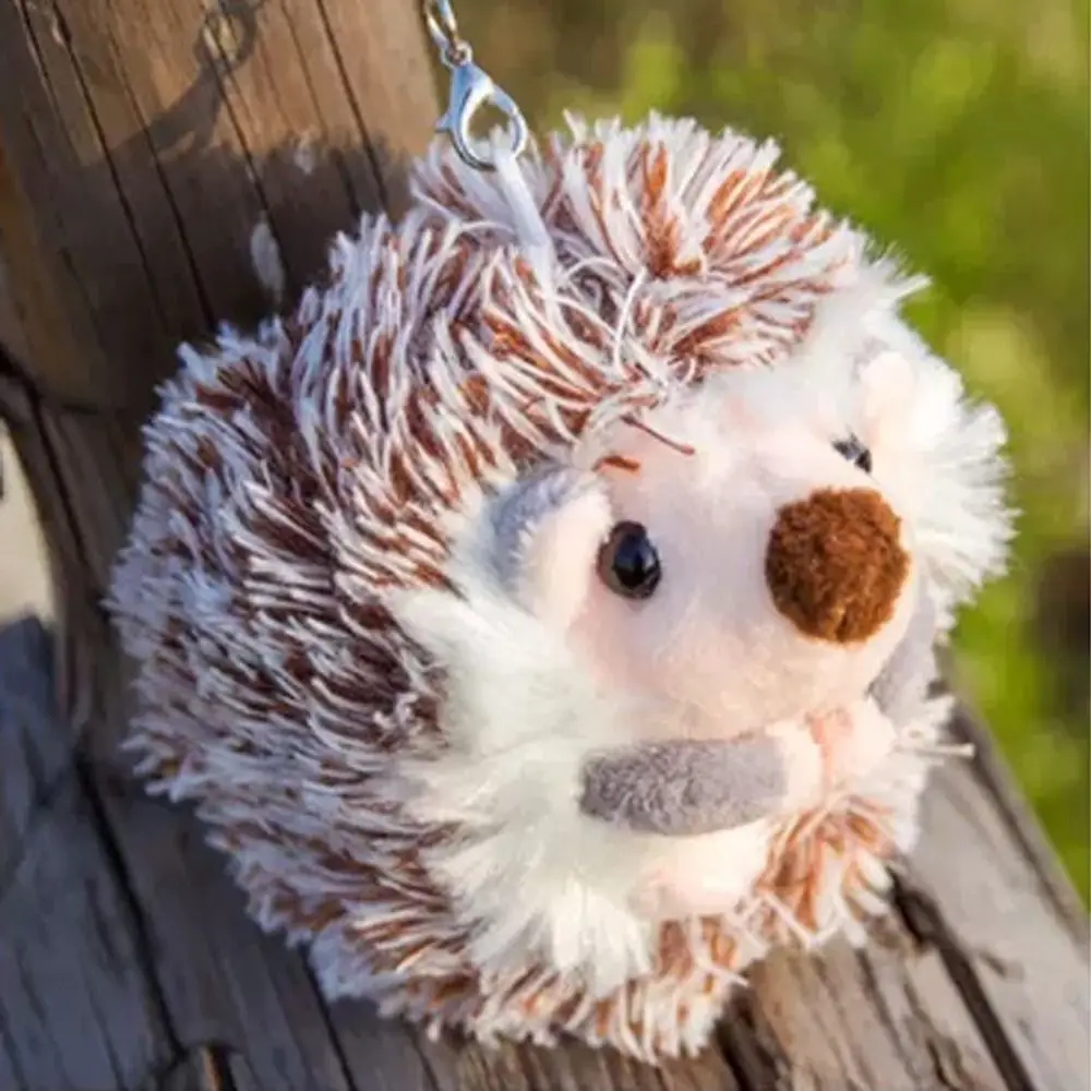 New Cute Hedgehog Pattern Hedgehog Keychain Flannel Bag Pendant Keyring Handbag Keyring Alloy Key Chain