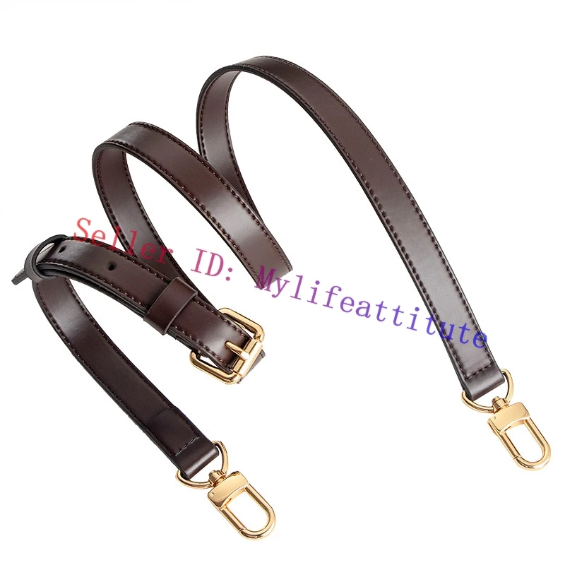 

Smooth Coffee Leather Bag Strap Replacement For LV Speedy Handbag Pochette Purse Shoulder Carry Belt Adjustable 2 Section