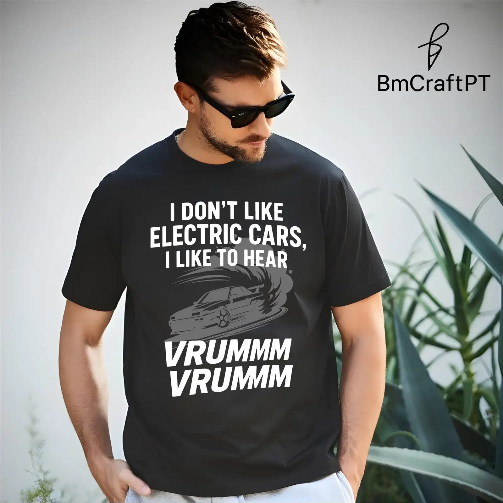 Funny I Don't Like Electric Cars Vrummm T Shirt Car Lover Mechanic Guy Enthusiast Casual vintage Washed Breathable Unisex