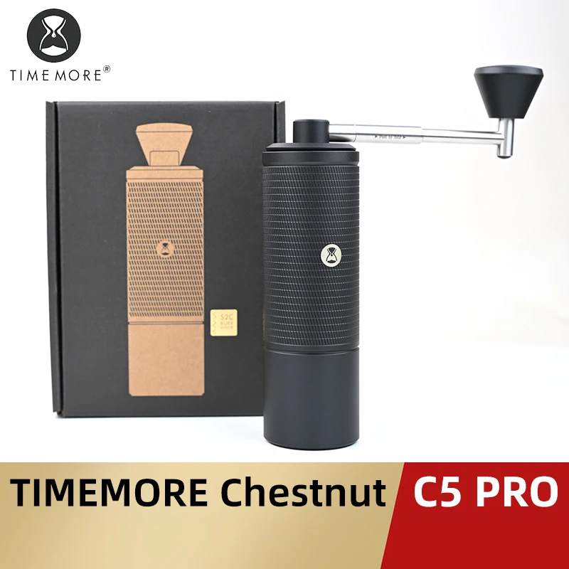 TIMEMORE Chestnut C5 PRO Portable Manual Coffee Grinder Foldable Handle, 42mm S2C Burr,25g Capacity,Pour-Over & Espresso Grinder