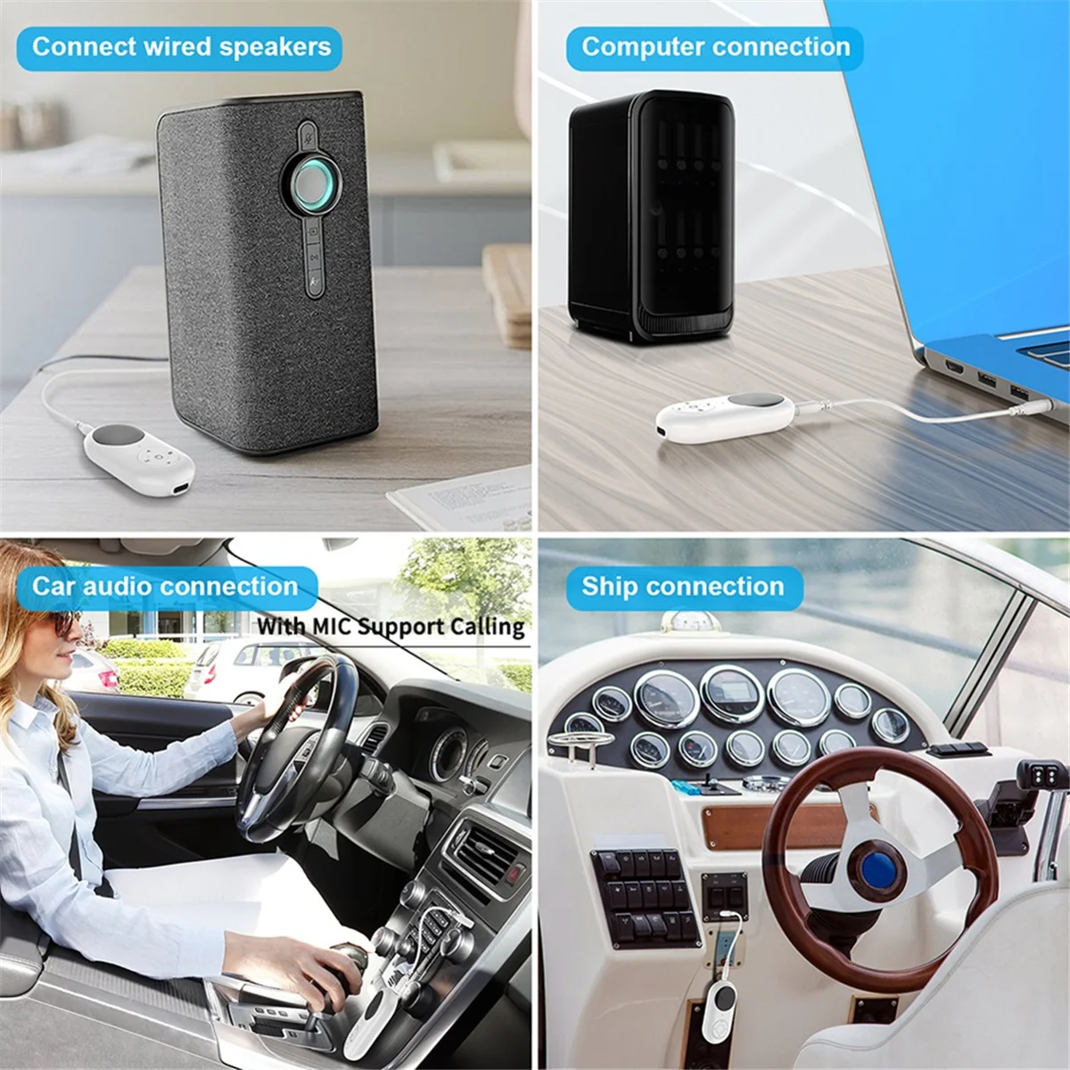 A57G-3 en 1 Bluetooth 5,3 transmisor receptor de Audio FM con micrófono llamada con manos libres 3,5 MM AUX estéreo música adaptador inalámbrico