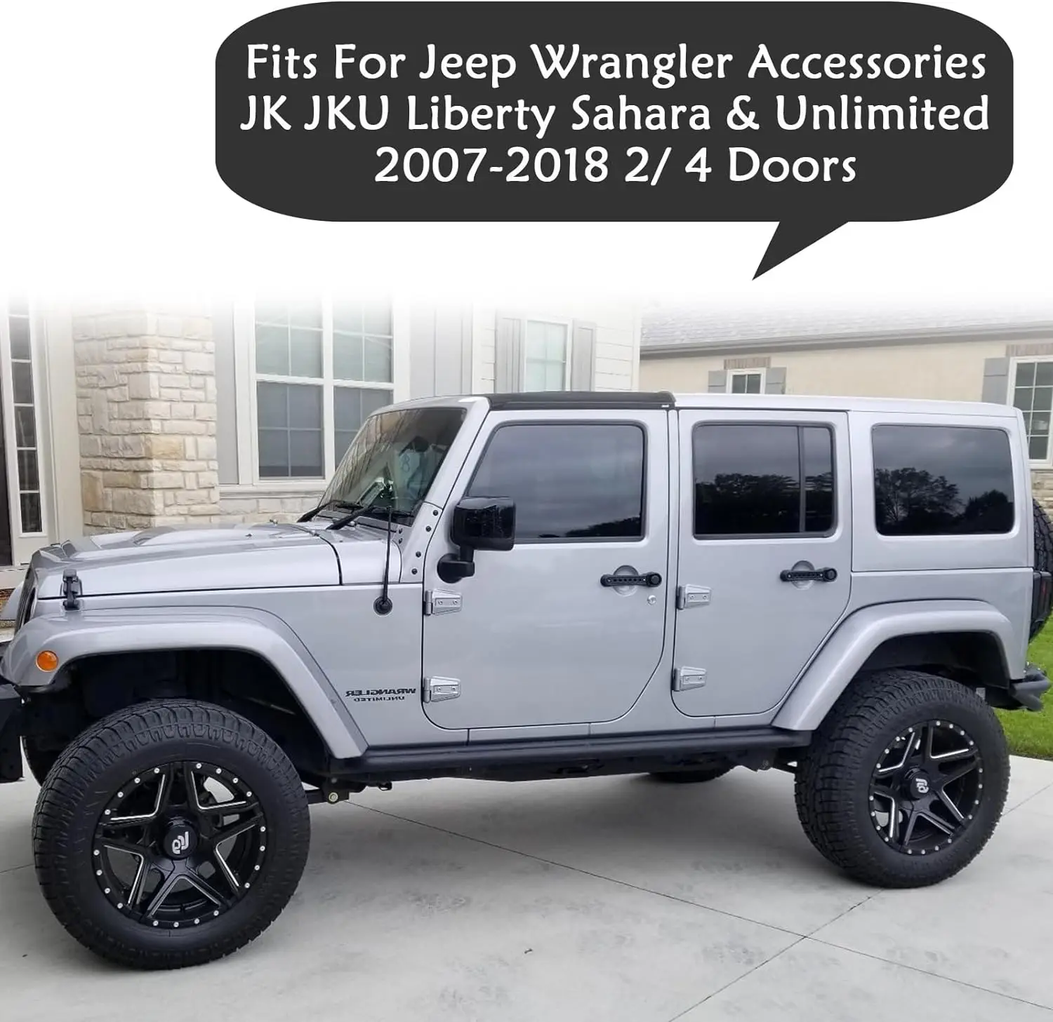 Side Door Handle Inserts Cover Trim Fits for Jeep Wrangler Accessories JK JKU Liberty Sahara & Unlimited 2007-2018 Exterior Grab