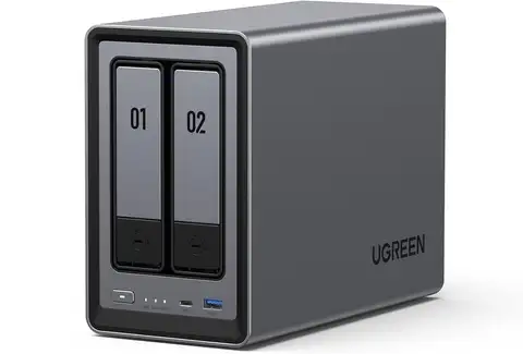 NAS DXP2800 2-Bay Desktop Network Attached Storage, Intel N100 Quad-Core CPU, 8GB DDR5 RAM, 2.5GbE, 2X M.2 NVMe Slots, 4K HDMI