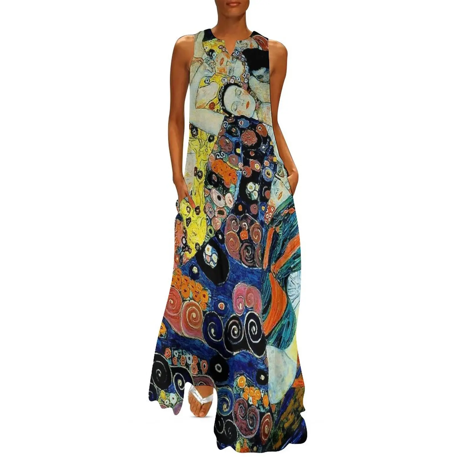 MAIDENS : Vintage Gustav Klimt Oil Painting Print Long Dress dresses for special events elegant dress