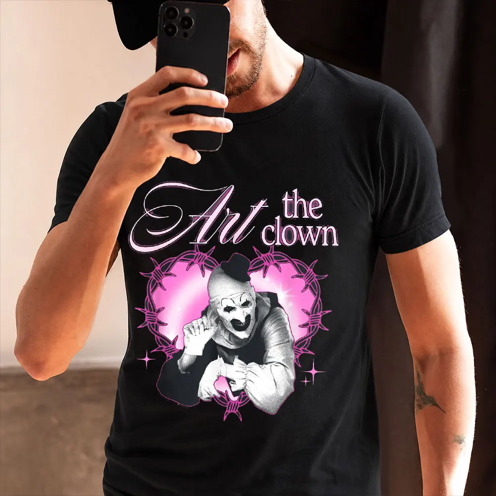 Barbed Wire Heart Retro Horror Movie Terrifier Art The Clown Killer Scary Halloween Gift T Shirt Short Sleeve Graphic clothes