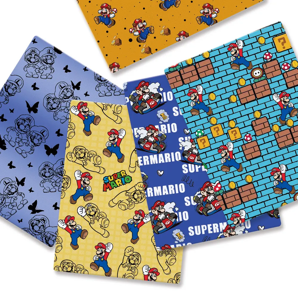 Mario Polyester cotton Cartoon Fabric140*50cm Handmade Sewing Patchwork Quilting Baby Dress Home Sheet Printed Fabric Sewing