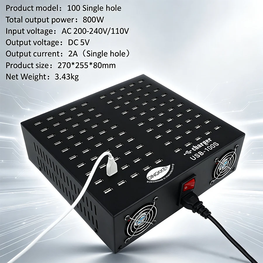 High Efficiency Desktop Bulk Charging Station for Smartphone Tablet 10-100 Ports