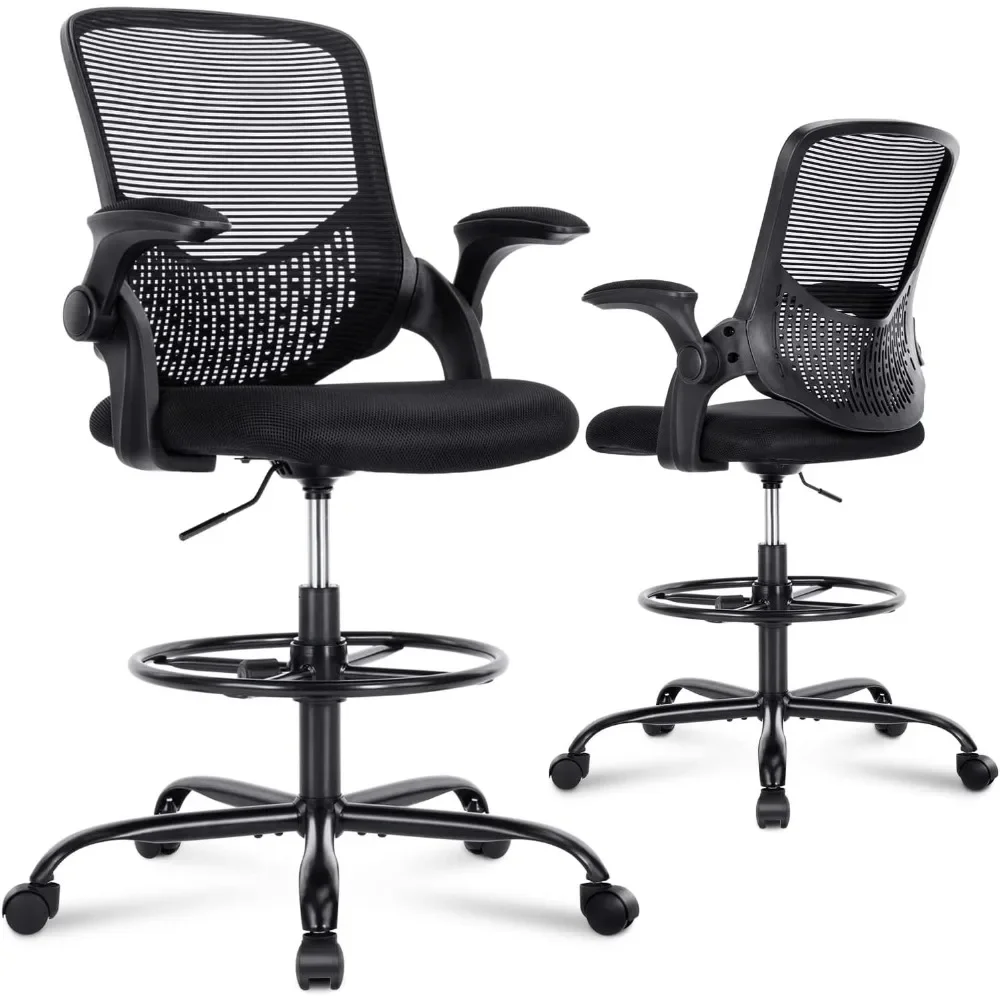 

Drafting Chair, Standing Desk Chair, High Adjustable Office Mesh Chair, Ergonomic Counter Height Computer Rol