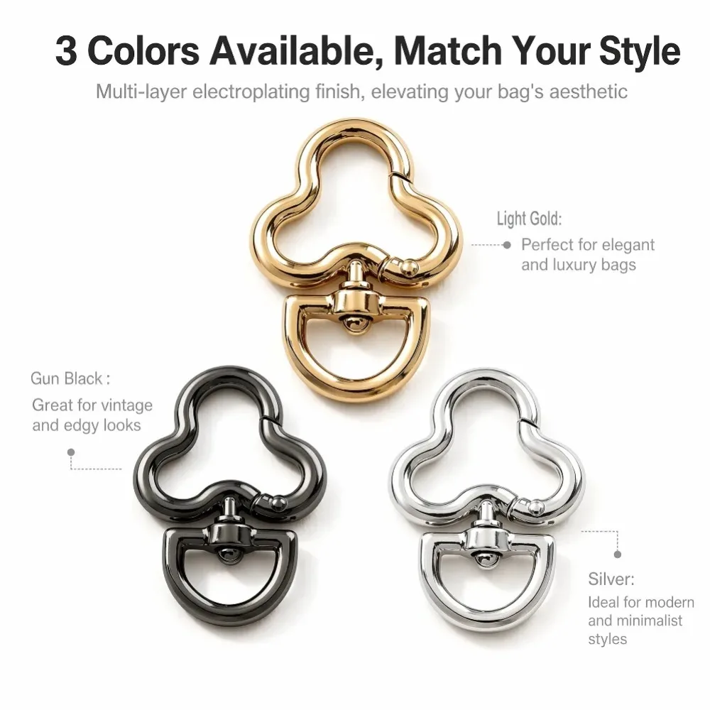 5-30Pcs Flower Shape Ring Leather Bag Handbag Belt Strap Buckle Connect Key Findings Snap Clip Trigger Hook Gold Silver Black