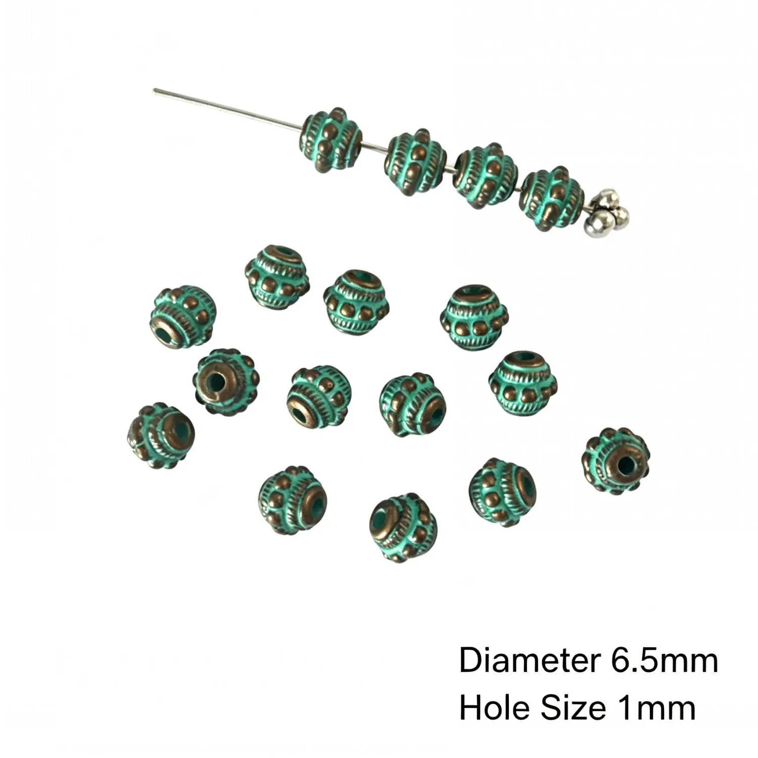 30Pcs 7.5×6.5mm Zinc Alloy Antique Red Copper with Blue Wash Round Pumpkin Spacer Beads DIY Jewelry Accessories H5290