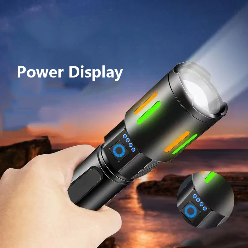 High Powerful Rechargeable LED Flashlights Fluorescence Zoom Waterproof aluminum Lantren Long Range Tactical Torch Camping