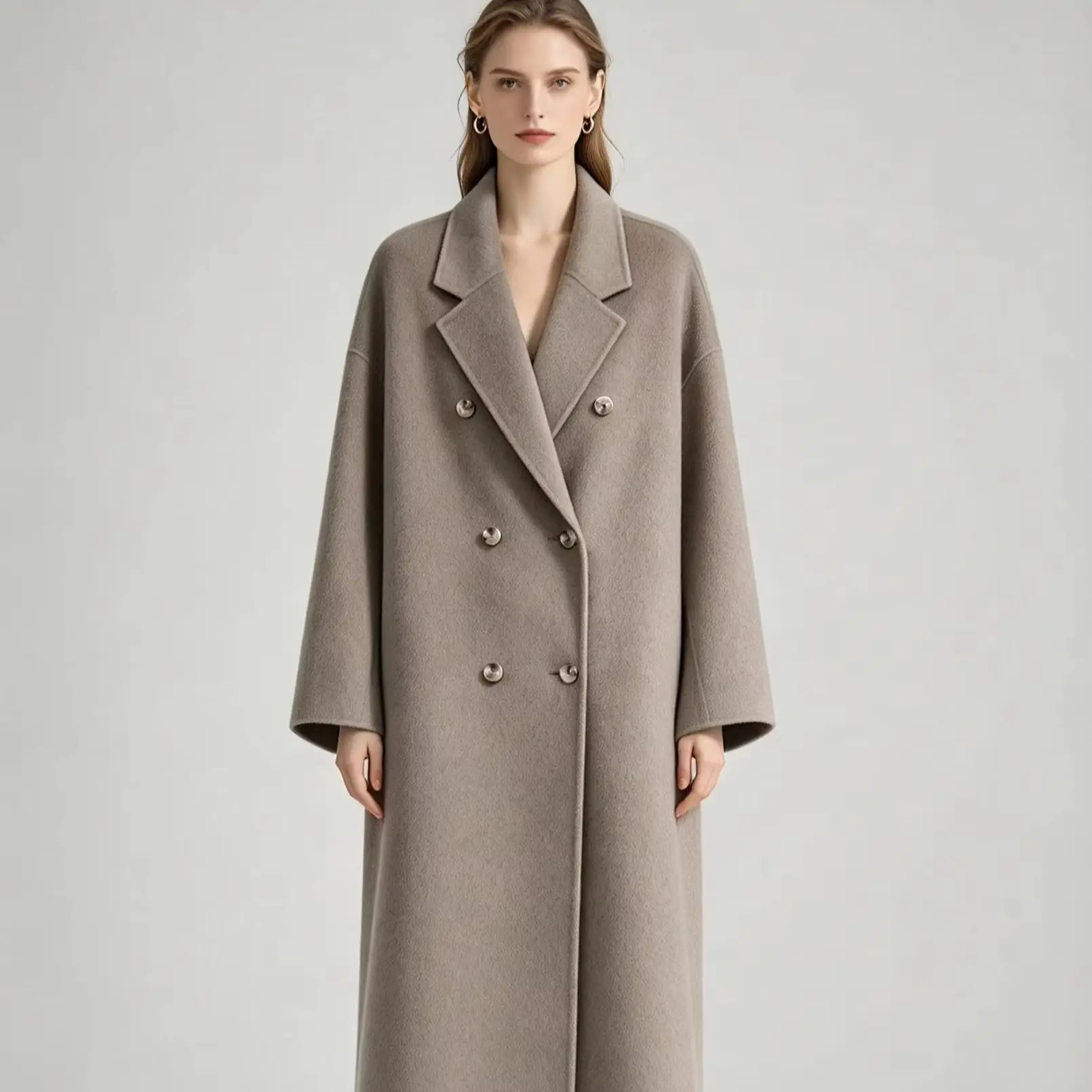 Classic Women’s Overcoat Peak Lapel Double Breasted Relaxed Full Length Wool Material Business Meeting Party Banquet ustomized