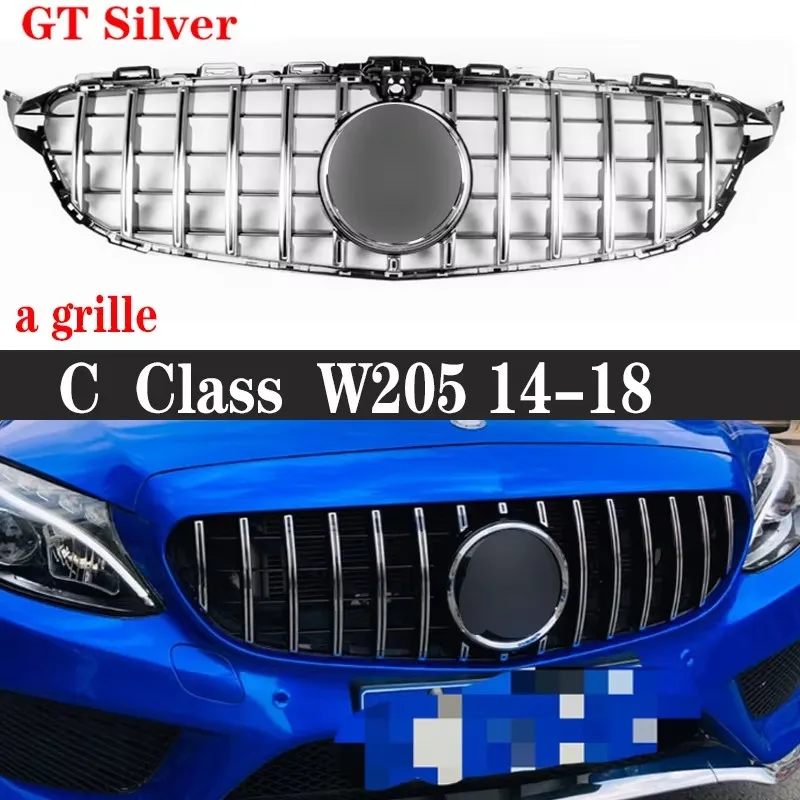 

For Mercedes Benz C Class W205 C260 C200 C180 GT Style Grill Front Bumper Movement Grille Star net 2019-2021 body kit