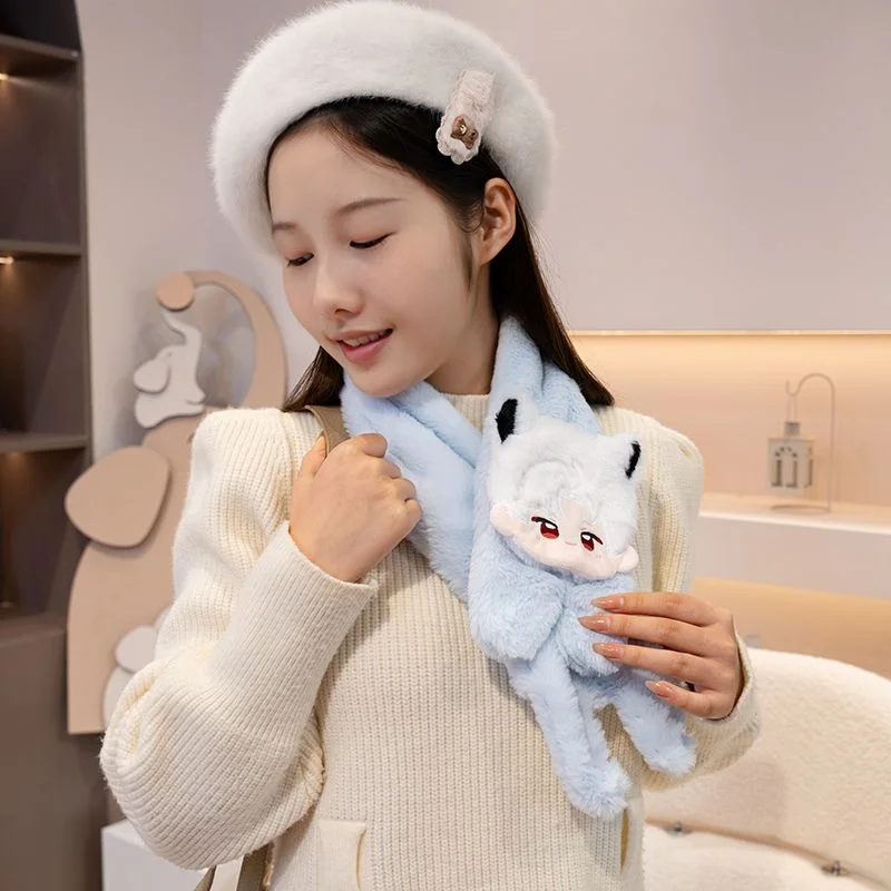 ラブアンドディープスペース キャラクターぬいぐるみスカーフ ユニセックス レイジースタイル サーマルニット 冬用ギフト 子供向け