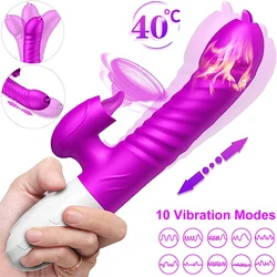 2 In 1 Vibrator For Women Licking Machine Clitoris Stimulator G-Spot Powerful Vibro Dildo Wand Female Clit Sucker Adult Sex Toys