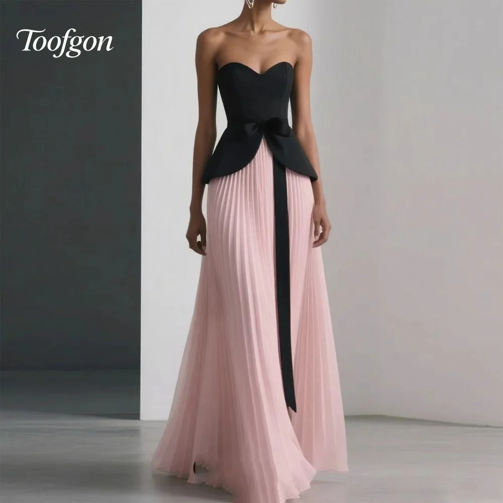 

Toofgon Элегантные женские вечерние платья без бретелек черно-розовое вечернее платье 2026 платье для выпускного вечера для торжественных случаев по индивидуальному заказу ﻿