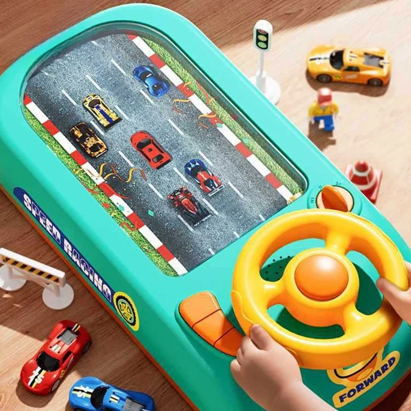 Kids Steering Wheel Driving Toy Dodge Vehicle Electronic Simulation Adventure Game with Music Sound Effects for Girl Boy