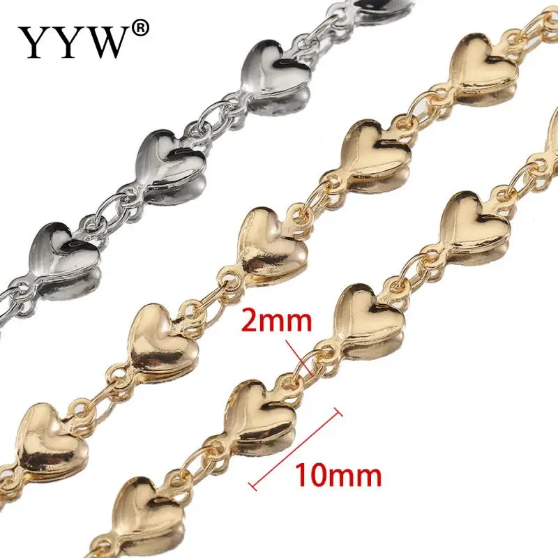 New Arrive 1m/Bag Heart-Shape Brass Ball Chain For Women Girls Diy Bracelet Necklace Chain Jewelry Finding Making Accessories