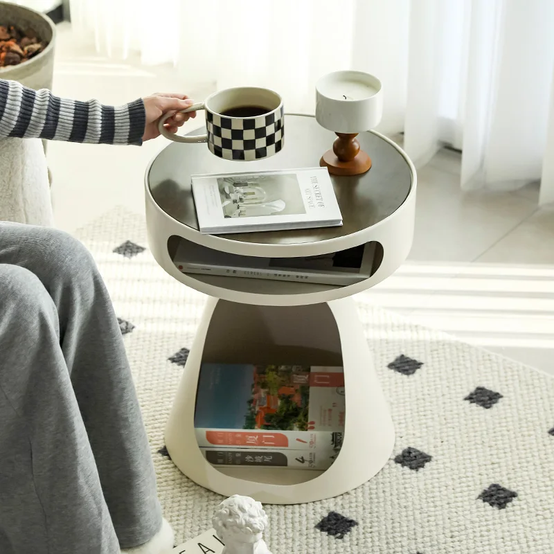 

%j forModern Round Side Table with Storage, Minimalist Nightstand for Living Room Bedroom*