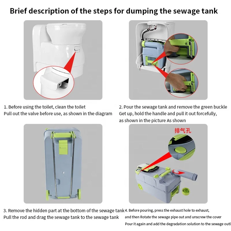 22L RV Electric Toilet With Hatch & Pull Water Tank Portable Caravan Cassette Toilet For Camper Motorhome Travel Trailer