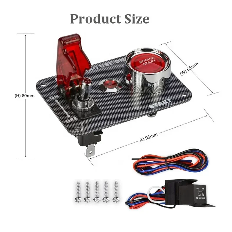 2 in 1 3 Pin Toggle Switch SPST ON-OFF Racing Car Ignition Switch Panel For Car With Start Engine Switch And LED Indicator