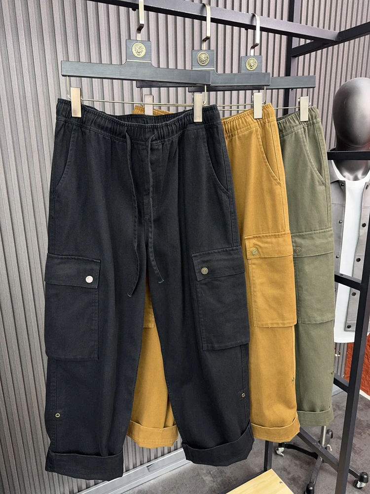 

Men's Faionable Thiened Pure Cotton Straight Leg Workwear Pants Autumn Winter Casual Trousers Multket 3D Slimming