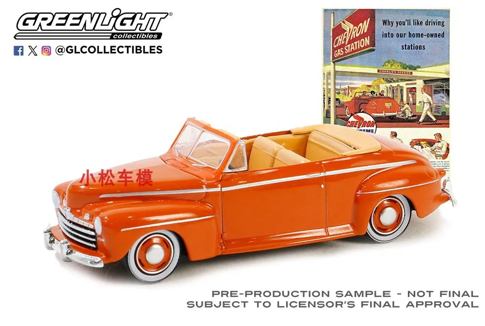 Greenlight 1:64 1946 ford super deluxe conversível simulação liga modelo de carro brinquedo colecionável presente lembrança exibição ornamento