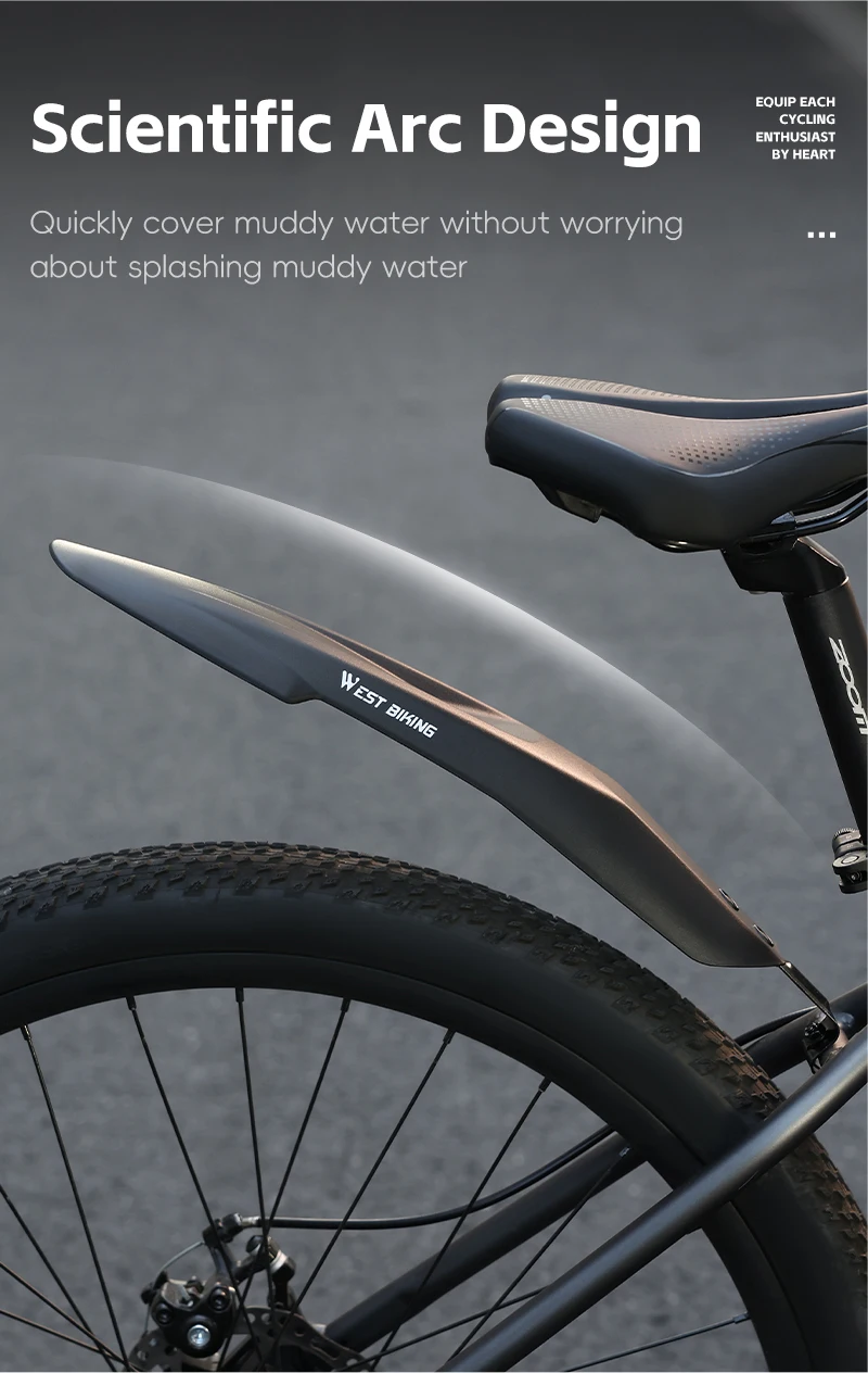 WEST BIKING 20/22/24 Zoll MTB Fahrrad-Schutzblech-Set PP Hochfeste Vorder- und Hinterradschutzbleche Wasserdicht Spritzwassergeschützt Fahrradzubehör – Detail 6