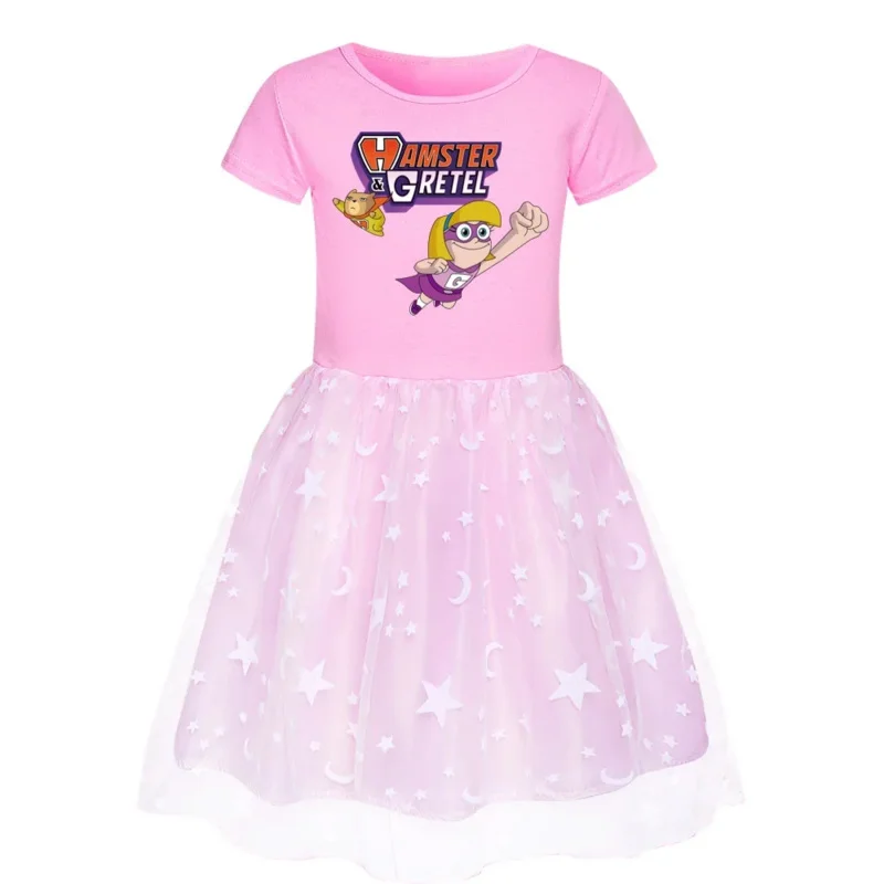 AIAI 2025 키즈 여아 의류 아기 여자아이 햄스터와 그레텔 드레스 만화 어린이 스포츠 캐주얼 드레스 의상 (3-8세)