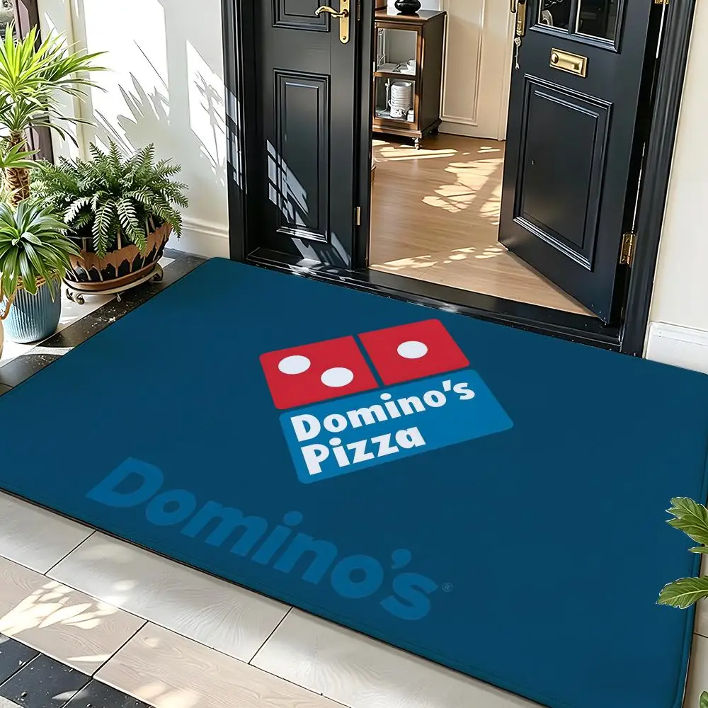 Food D-Domino's Floor Mat Soft Flannel Entrance Door Mat Non Slip Absorbent Bathroom Bedroom Floor Rug